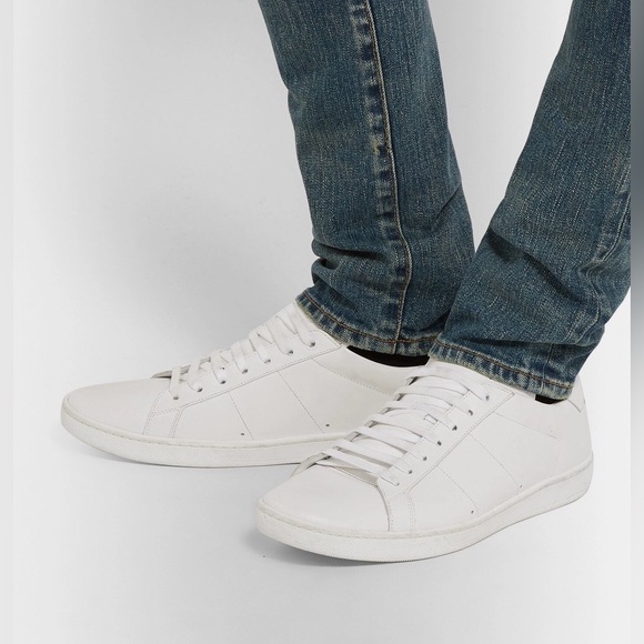 SAINT LAURENT SL01 WHITE LEATHER SNEAKERS - Picture 6 of 6